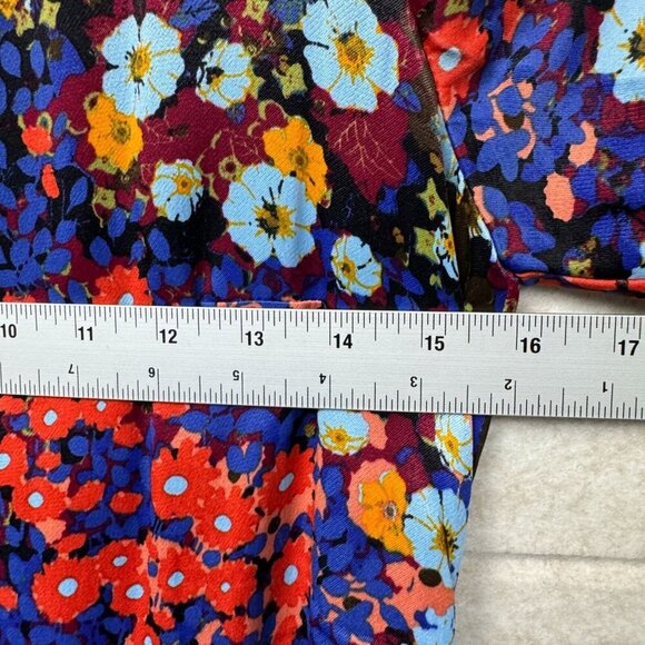 Anthropologie Floral Boho Ruffle Mini Dress Butterfly Sleeves Black Sz 2 - Picture 9 of 13